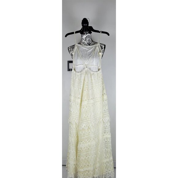 Lulus Maxi Dress Womens Beige Coveted Curated Colleted Size M Wedding - Picture 3 of 11